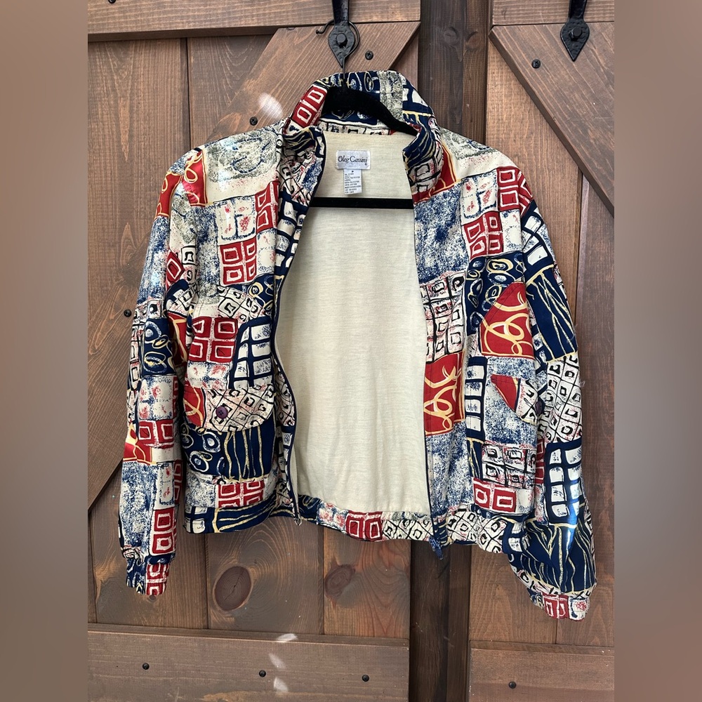 Oleg Cassini Multicolor Patchwork Jacket - image 7